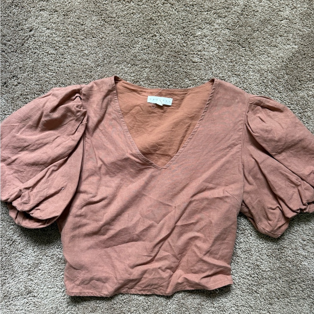 Elegant Puff Sleeve Blouse in Warm Brown